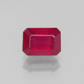 1.52캐럿 천연 핑크 레드 루비, 에메랄드 컷, 7×5 mm, VS-SI