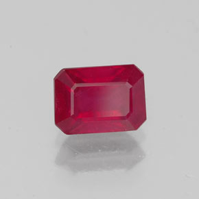 1.52캐럿 천연 핑크 레드 루비, 에메랄드 컷, 7×5 mm, VS-SI