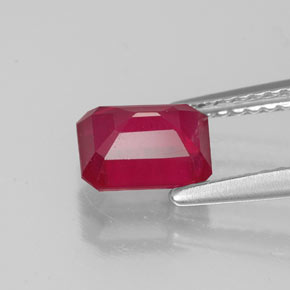 1.52캐럿 천연 핑크 레드 루비, 에메랄드 컷, 7×5 mm, VS-SI