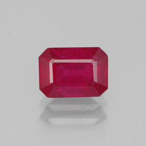 1.46캐럿 천연 핑크 레드 루비, 에메랄드 컷, 7.2×5.2 mm, SI