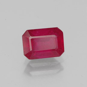 1.46캐럿 천연 핑크 레드 루비, 에메랄드 컷, 7.2×5.2 mm, SI