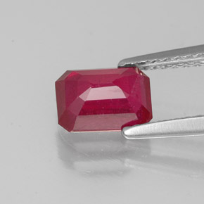 1.46캐럿 천연 핑크 레드 루비, 에메랄드 컷, 7.2×5.2 mm, SI