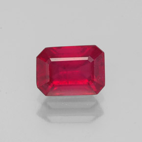 1.27캐럿 천연 바이올렛 레드 루비, 에메랄드 컷, 6.8×4.9 mm, VS-SI