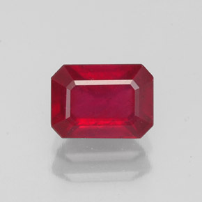 1.63캐럿 천연 핑크 레드 루비, 에메랄드 컷, 7.1×5.2 mm, VS-SI