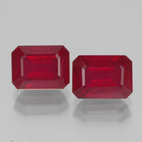 캐럿 천연 핑크 레드 루비 보석, 에메랄드 컷, 8.2×5.9 mm, VS-SI