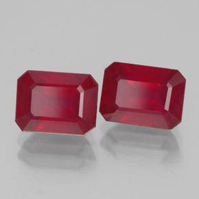 캐럿 천연 핑크 레드 루비 보석, 에메랄드 컷, 8.2×5.9 mm, VS-SI