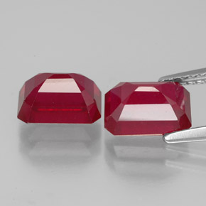 캐럿 천연 핑크 레드 루비 보석, 에메랄드 컷, 8.2×5.9 mm, VS-SI