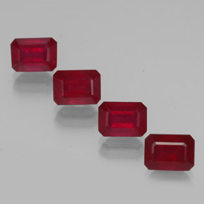 캐럿 천연 핑크 레드 루비 보석, 에메랄드 컷, 6.9×5.2 mm, VS-SI