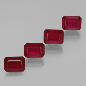 캐럿 천연 핑크 레드 루비 보석, 에메랄드 컷, 6.9×5.2 mm, VS-SI