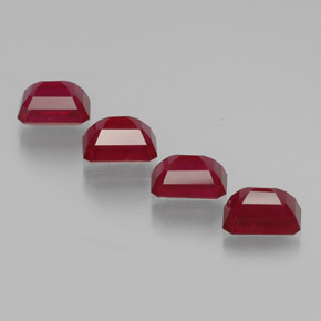 캐럿 천연 핑크 레드 루비 보석, 에메랄드 컷, 6.9×5.2 mm, VS-SI