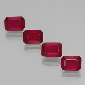 캐럿 천연 핑크 레드 루비 보석, 에메랄드 컷, 7×4.9 mm, VS-SI