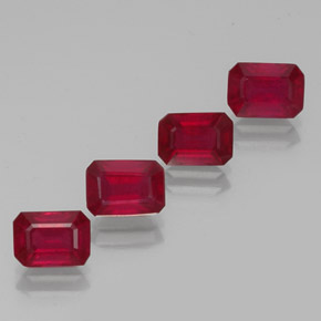 캐럿 천연 핑크 레드 루비 보석, 에메랄드 컷, 7×4.9 mm, VS-SI