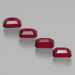 캐럿 천연 핑크 레드 루비 보석, 에메랄드 컷, 7×4.9 mm, VS-SI
