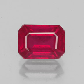 2.04캐럿 천연 핑크 레드 루비, 에메랄드 컷, 7.8×5.8 mm, VS-SI