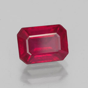 2.04캐럿 천연 핑크 레드 루비, 에메랄드 컷, 7.8×5.8 mm, VS-SI