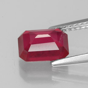 2.04캐럿 천연 핑크 레드 루비, 에메랄드 컷, 7.8×5.8 mm, VS-SI