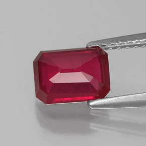 1.80캐럿 천연 핑크 레드 루비, 에메랄드 컷, 7.8×5.9 mm, VS-SI