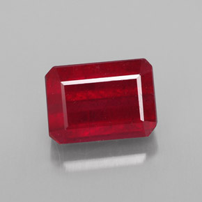 1.87캐럿 천연 핑크 레드 루비, 에메랄드 컷, 7.2×5.2 mm, SI