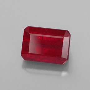 1.87캐럿 천연 핑크 레드 루비, 에메랄드 컷, 7.2×5.2 mm, SI