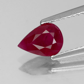 1.16캐럿 천연 핑크 레드 루비, 배 모양, 7.9×5.7 mm, SI