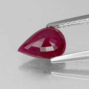 1.16캐럿 천연 핑크 레드 루비, 배 모양, 7.9×5.7 mm, SI