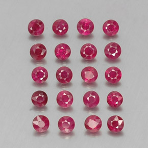 캐럿 천연 핑크 레드 루비 보석, 라운드 컷, 2.63 mm, VS-SI