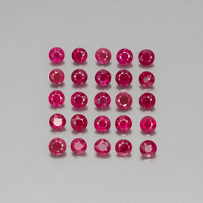 캐럿 천연 핑크 레드 루비 보석, 라운드 컷, 3.13 mm, VS-SI