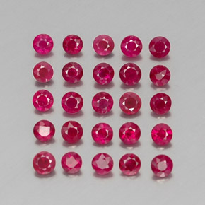 캐럿 천연 핑크 레드 루비 보석, 라운드 컷, 3.13 mm, VS-SI
