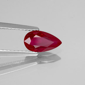 1.02캐럿 천연 핑크 레드 루비, 배 모양, 8.4×4.7 mm, VS