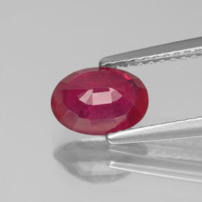 1.37캐럿 천연 핑크 레드 루비, 타원형 컷, 7.8×5.8 mm, VS-SI