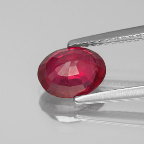 1.57캐럿 천연 핑크 레드 루비, 타원형 컷, 7.7×6 mm, VS-SI