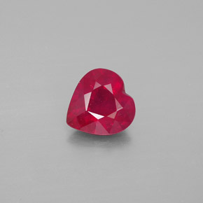 1.38캐럿 천연 핑크 레드 루비, 하트 모양, 7×6.8 mm, VS-SI