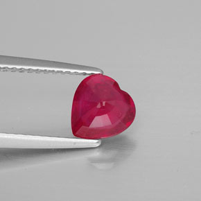 1.38캐럿 천연 핑크 레드 루비, 하트 모양, 7×6.8 mm, VS-SI