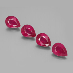 캐럿 천연 핑크 레드 루비 보석, 배 모양, 8×6 mm, VS-SI