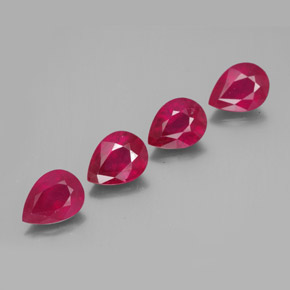 캐럿 천연 핑크 레드 루비 보석, 배 모양, 8×6 mm, VS-SI