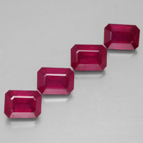 캐럿 천연 핑크 레드 루비 보석, 에메랄드 컷, 7.1×5.1 mm, VS-SI