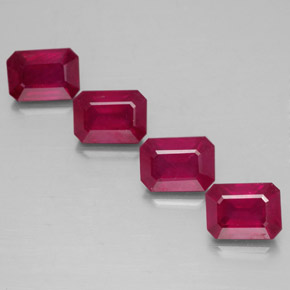 캐럿 천연 핑크 레드 루비 보석, 에메랄드 컷, 7.1×5.1 mm, VS-SI
