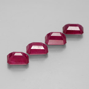 캐럿 천연 핑크 레드 루비 보석, 에메랄드 컷, 7.1×5.1 mm, VS-SI