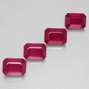 캐럿 천연 핑크 레드 루비 보석, 에메랄드 컷, 6.9×5.1 mm, VS-SI