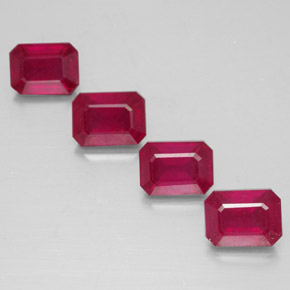 캐럿 천연 핑크 레드 루비 보석, 에메랄드 컷, 6.9×5.1 mm, VS-SI
