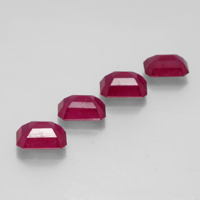 캐럿 천연 핑크 레드 루비 보석, 에메랄드 컷, 6.9×5.1 mm, VS-SI