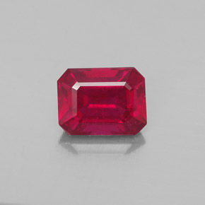 2.06캐럿 천연 핑크 레드 루비, 에메랄드 컷, 7.8×6 mm, VS-SI