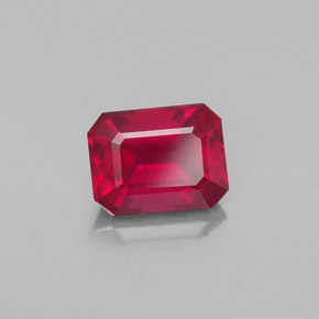 2.06캐럿 천연 핑크 레드 루비, 에메랄드 컷, 7.8×6 mm, VS-SI