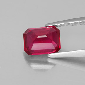 2.06캐럿 천연 핑크 레드 루비, 에메랄드 컷, 7.8×6 mm, VS-SI