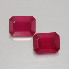 캐럿 천연 핑크 레드 루비 보석, 에메랄드 컷, 8×6 mm, VS-SI