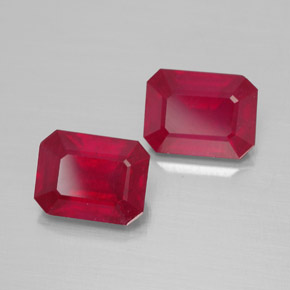 캐럿 천연 핑크 레드 루비 보석, 에메랄드 컷, 8×6 mm, VS-SI