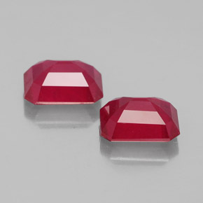 캐럿 천연 핑크 레드 루비 보석, 에메랄드 컷, 8×6 mm, VS-SI