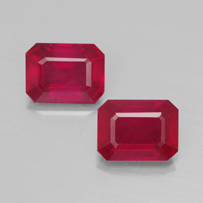 캐럿 천연 핑크 레드 루비 보석, 에메랄드 컷, 8.1×6.1 mm, VS-SI