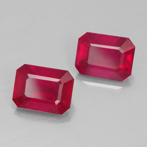 캐럿 천연 핑크 레드 루비 보석, 에메랄드 컷, 8.1×6.1 mm, VS-SI