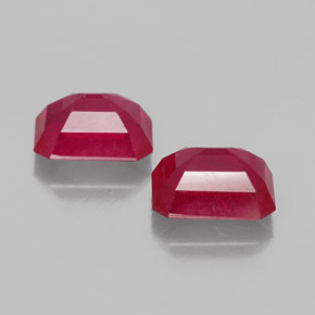 캐럿 천연 핑크 레드 루비 보석, 에메랄드 컷, 8.1×6.1 mm, VS-SI